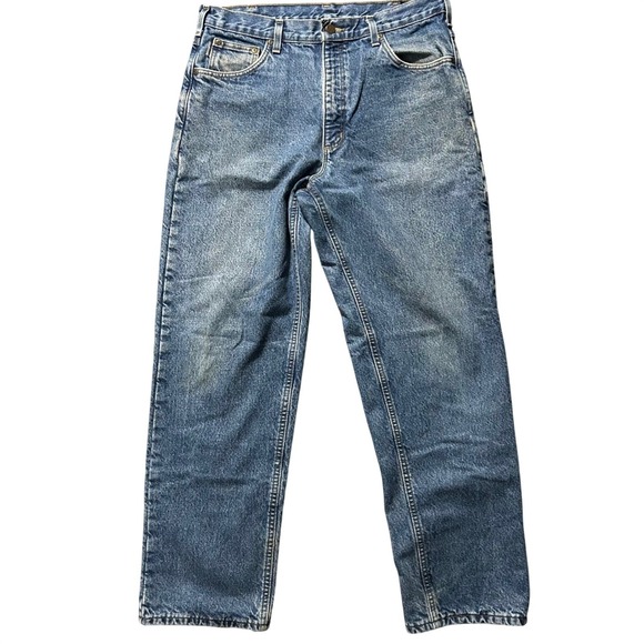 Carhartt Other - Carhartt B172 DST Jeans Mens 36x32 Blue Flannel Lined Relaxed Fit Workwear Denim
